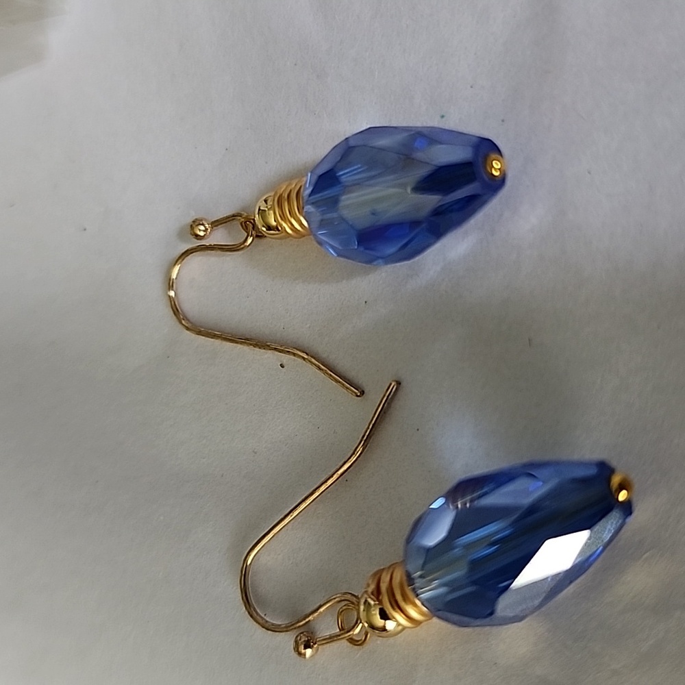 Earrings Christmas light Gem Irridescent Vintage Look 925 hook
